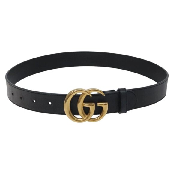 GUCCI GG Marmont Belt Leather 31.5"" Black Gold - Picture 1 of 11
